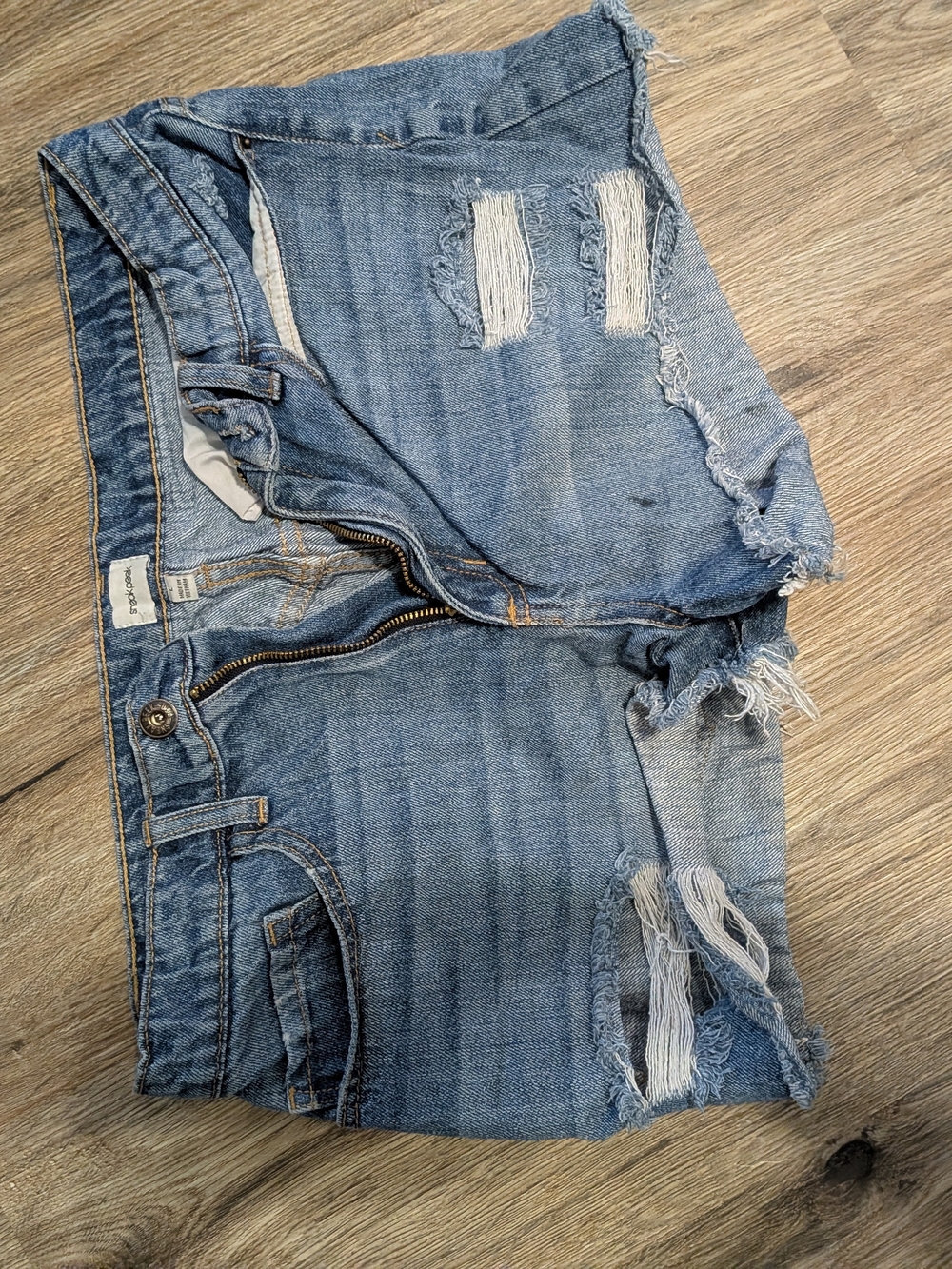 Sneak Peek Distressed Blue Denim Cutoff Shorts